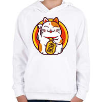 printfashion Lucky cat - Maneki neko - Gyerek kapucnis pulóver - Fehér