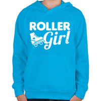 printfashion Roller girl - Gyerek kapucnis pulóver - Azúrkék