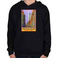 printfashion New York 5th Avenue Vintage - Gyerek kapucnis pulóver - Fekete