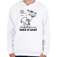 printfashion Take it easy - Gyerek kapucnis pulóver - Fehér