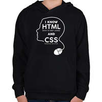 printfashion I know HTML and CSS - Gyerek kapucnis pulóver - Fekete