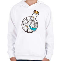 printfashion Bottle of Mountains - Gyerek kapucnis pulóver - Fehér