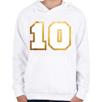 printfashion 10-es mez - Gyerek kapucnis pulóver - Fehér