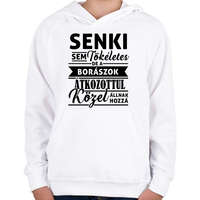 printfashion Senki sem tökéletes, de a borászok... - Gyerek kapucnis pulóver - Fehér