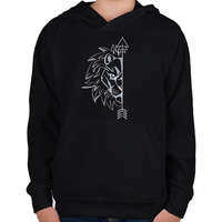 printfashion Oroszlán páros férfi 1 - Gyerek kapucnis pulóver - Fekete