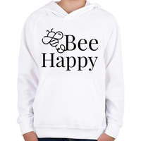 printfashion Bee Happy - Gyerek kapucnis pulóver - Fehér