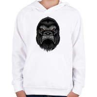 printfashion Mérges Gorilla - Gyerek kapucnis pulóver - Fehér