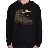 printfashion Túra bakancs - Gyerek kapucnis pulóver - Fekete