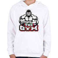printfashion Gorilla GYM - Gyerek kapucnis pulóver - Fehér