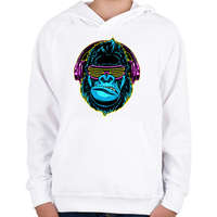 printfashion Gorilla DJ - Gyerek kapucnis pulóver - Fehér