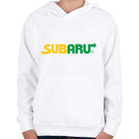 printfashion Subway Subaru - Gyerek kapucnis pulóver - Fehér