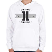 printfashion b-day-11-dark-lightgrey - Gyerek kapucnis pulóver - Fehér