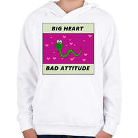 printfashion NAGY SZÍV ROSSZ HOZZÁ ÁLLÁS - Gyerek kapucnis pulóver - Fehér