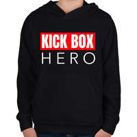 printfashion KICK BOX HERO - Gyerek kapucnis pulóver - Fekete