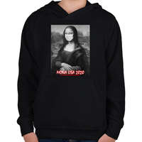 printfashion Mona Lisa 2020 - Gyerek kapucnis pulóver - Fekete
