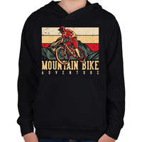 printfashion Mountain Bike kaland sötét alaphoz - Gyerek kapucnis pulóver - Fekete