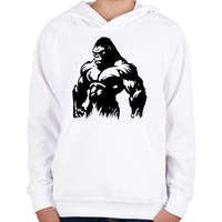 printfashion Gorilla - Gyerek kapucnis pulóver - Fehér