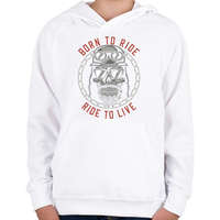 printfashion Motoros 01 - Born to ride - Gyerek kapucnis pulóver - Fehér