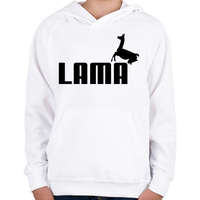printfashion Lama Puma paródia - Gyerek kapucnis pulóver - Fehér