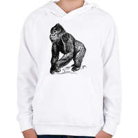 printfashion Gorilla - Gyerek kapucnis pulóver - Fehér