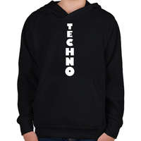 printfashion T E C H N O - Gyerek kapucnis pulóver - Fekete