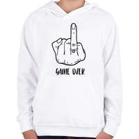 printfashion Game OVER - vicces lánybúcsú / legénybúcsú póló felirat - Gyerek kapucnis pulóver - Fehér
