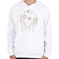 printfashion Eye of the space - Gyerek kapucnis pulóver - Fehér