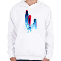 printfashion The wolf of the city - Gyerek kapucnis pulóver - Fehér