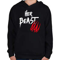 printfashion Szépség és a szörnyeteg - páros férfi - Gyerek kapucnis pulóver - Fekete