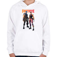 printfashion Duo Páros Fortnite - Gyerek kapucnis pulóver - Fehér