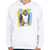 printfashion Kosaras gorilla - Gyerek kapucnis pulóver - Fehér