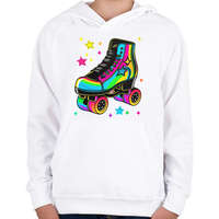 printfashion 80-as évek retro görkorcsolya neon - Gyerek kapucnis pulóver - Fehér