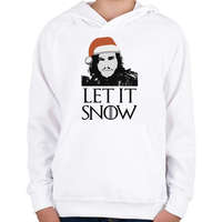 printfashion John Snow - Let it snow - Gyerek kapucnis pulóver - Fehér