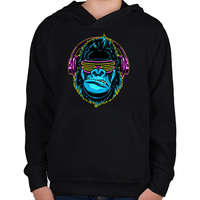 printfashion gorilla - Gyerek kapucnis pulóver - Fekete