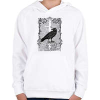 printfashion A Holló - Gyerek kapucnis pulóver - Fehér