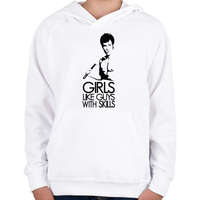 printfashion Bruce Lee - Gyerek kapucnis pulóver - Fehér