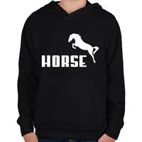 printfashion HORSE (Puma stílus) - Gyerek kapucnis pulóver - Fekete