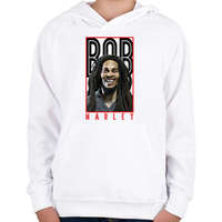 printfashion Bob Marley - Gyerek kapucnis pulóver - Fehér