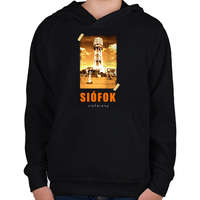 printfashion siófok-víztorony - Gyerek kapucnis pulóver - Fekete