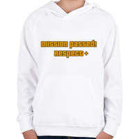 printfashion MISSION PASSED! RESPECT+ - Gyerek kapucnis pulóver - Fehér