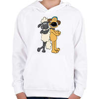 printfashion Shaun, a bárány - Gyerek kapucnis pulóver - Fehér