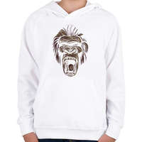 printfashion Gorilla fej - sötét alapra - Gyerek kapucnis pulóver - Fehér