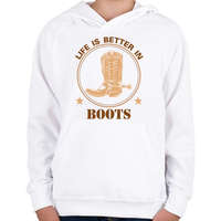 printfashion In boots - Gyerek kapucnis pulóver - Fehér