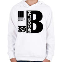 printfashion Brooklyn premium quality 89 - Gyerek kapucnis pulóver - Fehér