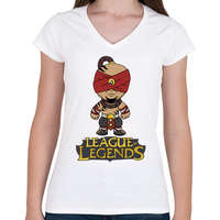 printfashion LOL Lee Sin - Női V-nyakú póló - Fehér
