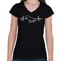 printfashion Sk8 for life - Női V-nyakú póló - Fekete