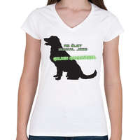 printfashion Golden retriever - Női V-nyakú póló - Fehér