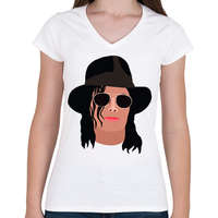 printfashion Michael Jackson - Női V-nyakú póló - Fehér