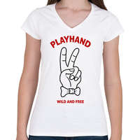printfashion Playboy hand - Női V-nyakú póló - Fehér
