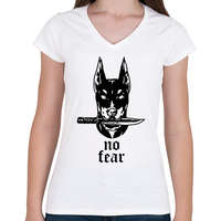 printfashion No fear - Női V-nyakú póló - Fehér